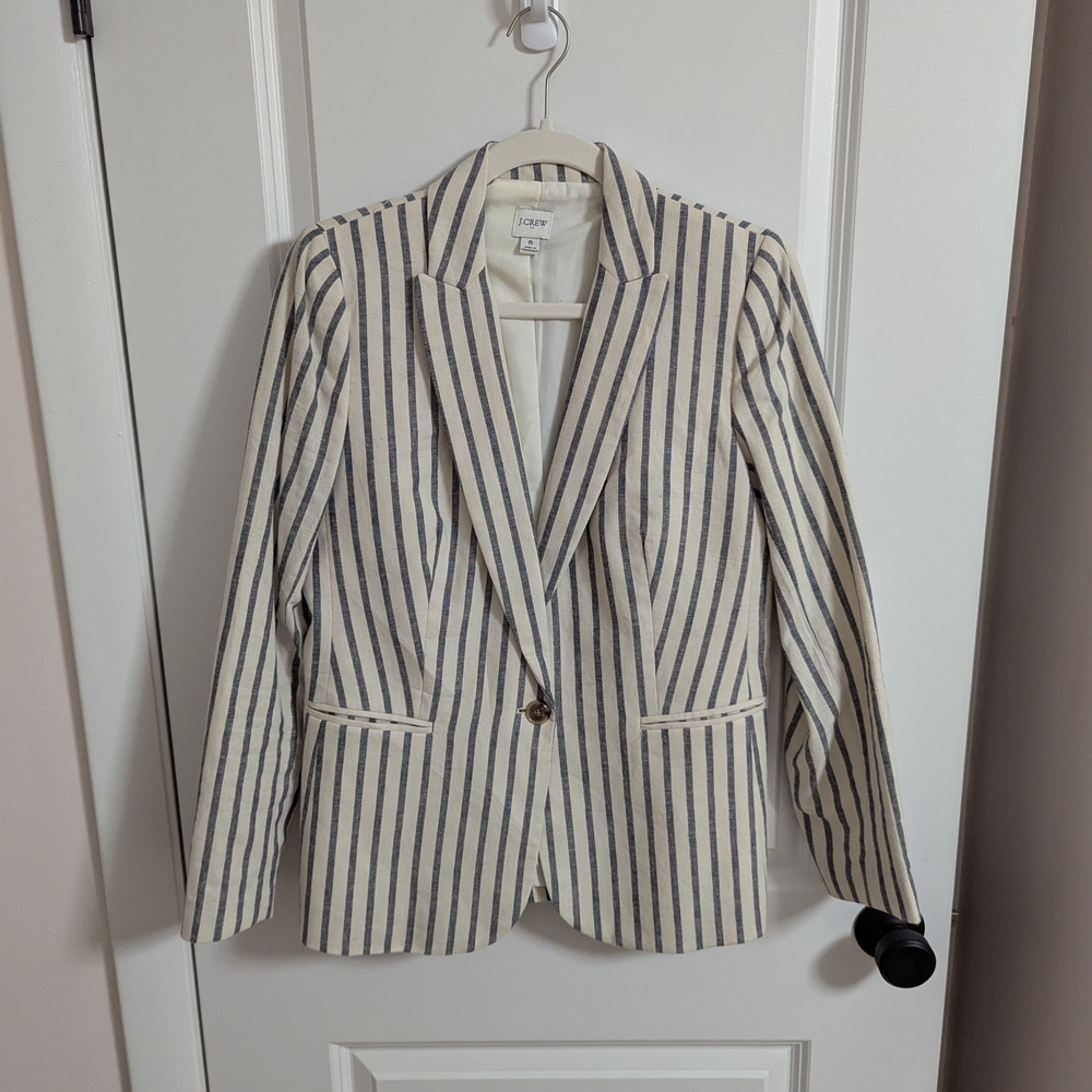 J. Crew Factory Women's Striped Linen Blend Blazer
